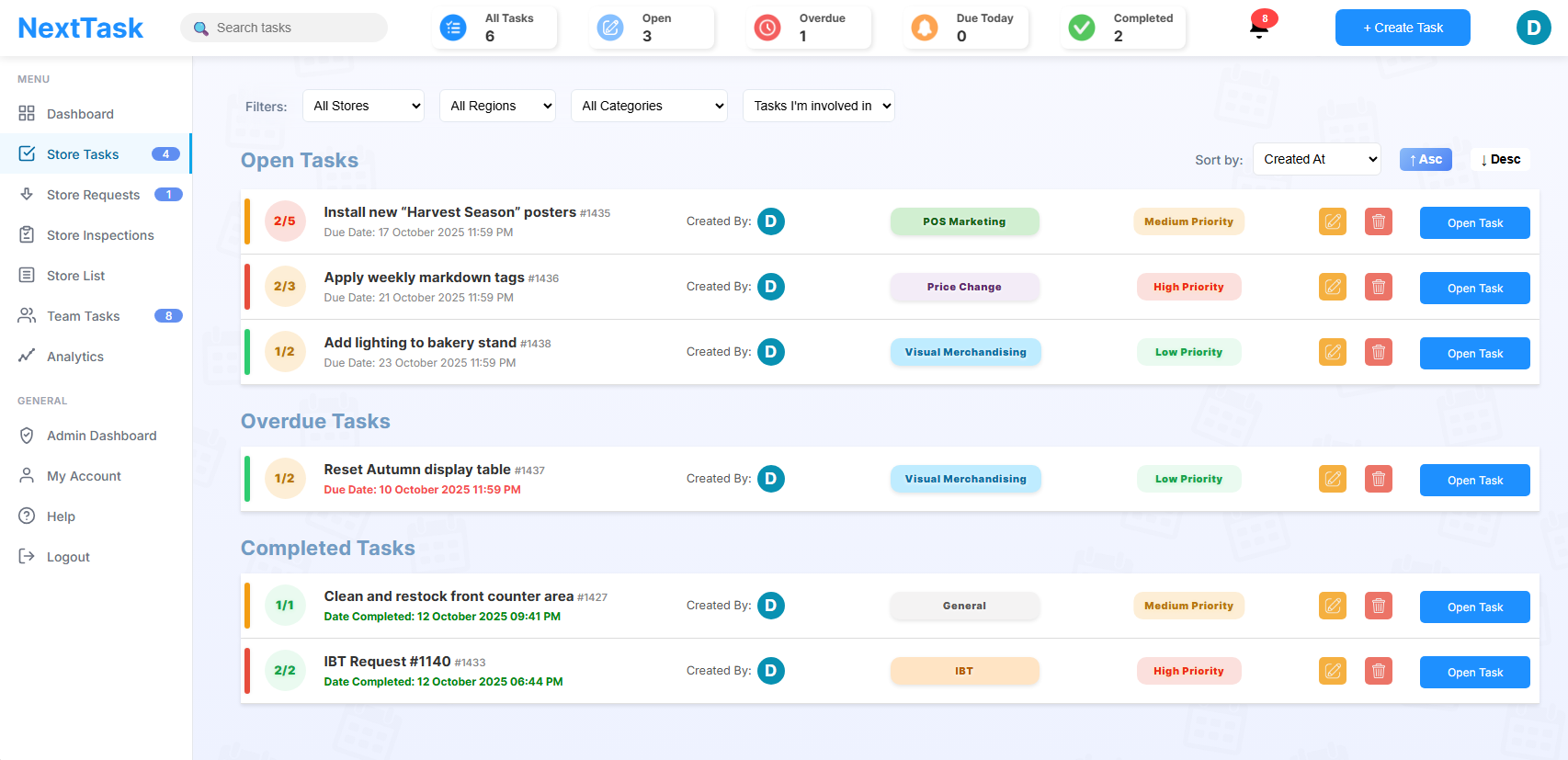 Multi-Store Task Creation